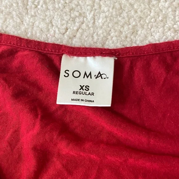 Soma Vibrant Red and Plaid Pajama Set - Picture 2 of 3